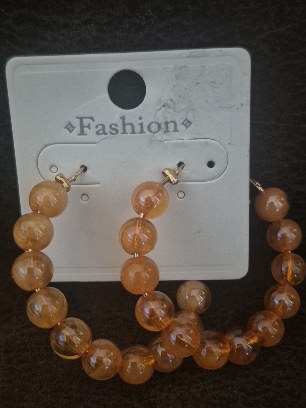 Fashion Jewelry Orange Beaded Hoop Earrings